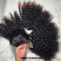 Birman Bouclés 200g Naturel Noir Qualité Brute Extension de Cheveux Humains 5x5 Correspondant Fermeture Vietnam Super Double Dessiné Trame Bundle HD