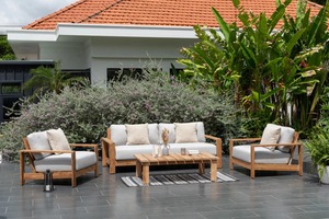 Juego de Muebles de Exterior de Lujo, Sofá y Sillón de Madera de Teca con Mesa de Centro, Juego de Patio Moderno con Diseño de Cuerda para Jardín, Hotel - Product Image 2