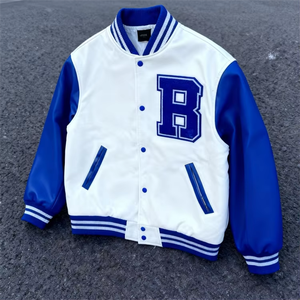 Veste de baseball en cuir et laine de haute qualité pour hommes, vêtements pour hommes, streetwear, broderies en tissu éponge, vestes varsity pour hommes - Product Image 1