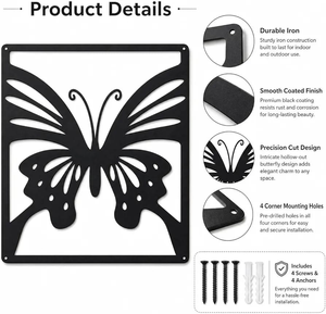 Decoración de Pared Metálica con Diseño de Mariposa Cortada con Láser, Adorno Artístico para Colgar en la Pared, para Hogar, Oficina, Jardín y Decoración Exterior - Product Image 3