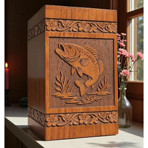 Urna Funeraria de Madera Grabada: Recuerdo Conmemorativo de Pescador Hecho a Mano por AYAANS - Product Image 3