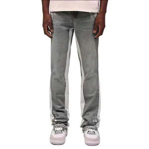 Factory Wholesale Men's Vintage Style Washed Blue Denim Breathable Lightweight Straight <b>Jeans</b> Mid Waist Spandex/Cotton Men - Product Image 3