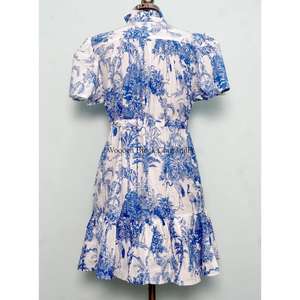 Women's Summer Midi A-Line <b>Sundresses</b> Handmade Block Printed Lace Floral Cotton Breathable Eco-Friendly Including Pockets - Product Image 6