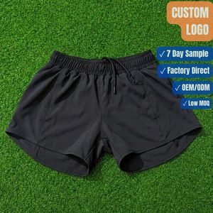 Shorts de course athlétiques à ourlet incurvé avec doublure en mesh, double poche, logo personnalisé, vente en gros OEM - Product Image 1