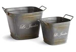 Square Rustic Galvanized Metal Planter Square Outdoor <b>Container</b> For Flower Green Plant Garden Use - Product Image 3