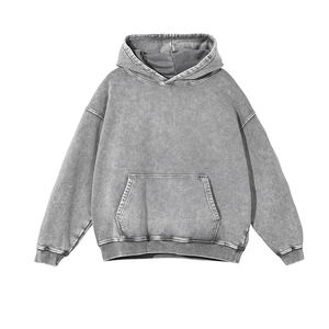 Sweat à capuche unisexe OEM en coton épais délavé à l'acide, style vintage avec logo brodé, coupe oversize, personnalisable pour homme - Product Image 2
