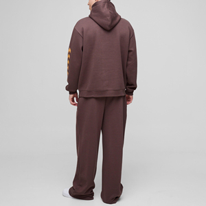 Custom Streetwear Men's Hooded Tracksuit Set Customized Color Solid <b>Full</b> Length Regular Fit Drawstring Closure 100% Polyester - Product Image 3