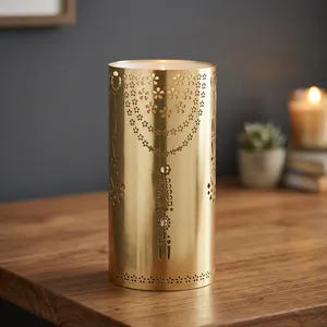 Vela Votiva de Cilindro Metálico con Patrón de Estrella Recortada para Decoración del Hogar - Product Image 6