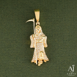 Collar con Colgante de Santa Muerte Esqueleto Chapado en Oro Rosa, con Micro Pavé de Circonitas, Joyería Religiosa de la Parca, Regalo - Product Image 1
