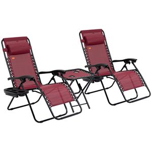Set di Mobili da Esterno Moderno in Alluminio a 3 Pezzi con Sedie Reclinabili Grigie e Tavolino Laterale per Bordo Piscina e Campeggio - Product Image 1