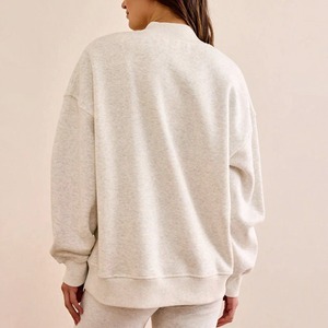 OEM Custom Logo High Quality Solid Embroidered Cotton Mock Neck <b>Sweatshirt</b> Pilates <b>Yoga</b> Women Oversized Mockneck <b>Sweatshirt</b> - Product Image 3