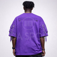 T-shirt Cargo Homme 2026 Personnalisable en Coton Écologique, Coupe Oversize, Style Streetwear Multi-Poches, Vêtement Tactique Technique, Vente en Gros