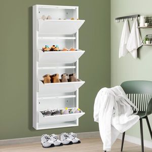 Scarpiera a 4 livelli con 4 cassetti, colore bianco, organizer per scarpe, mobiletto per scarpe a 4 cassetti - Product Image 5