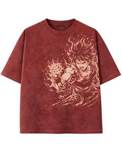 Camiseta Personalizada con Gráfico de Anime Rojo para Hombre, Algodón, Estilo Urbano, Estampada, Informal, Verano, Logotipo Personalizado, Fabricante OEM, Proveedor - Product Image 1