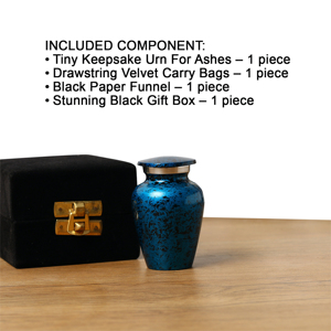 Marble Blue Metal <b>Keepsake</b> Urn Adult <b>Ashes</b> Cremation Memorial Urn Painted Remembrance Vessel - Product Image 4