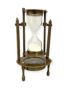 Brass <b>Sand</b> <b>Timer</b> Decorative Hourglass for Home and Office Desk With Compass - Product Image 2