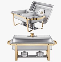Ensemble de réchauds de buffet en acier inoxydable gris premium 10 L, système de chauffage au gaz, pour hôtels et traiteurs, efficacité énergétique A++ 24