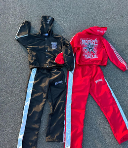 ชุดวิ่งผู้ชาย 2 ชิ้น ผ้าฝ้ายจีบระบายอากาศได้ดี ป้องกันรังสียูวี สะท้อนแสง กันลม สปอร์ตสูท รักษ์โลก สไตล์ฮิปฮอป - Product Image 1