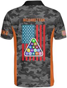 Maillot de billard personnalisé grande taille pour hommes, imprimé par sublimation, séchage rapide et respirant, pour joueurs de snooker et de pool - Product Image 2