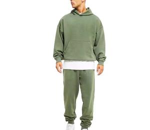 New Winter Oversized Vintage Heavy Acid Wash Sweat Suit Mens Distressed Embroidery Cut and <b>Sew</b> Tracksuit - Product Image 1