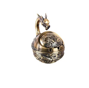 Cenicero decorativo vintage a prueba de viento con tapa para cigarrillos, cenicero metálico portátil, cenicero para cigarrillos con control de olores, para interiores y exteriores, regalo elegante. - Product Image 4