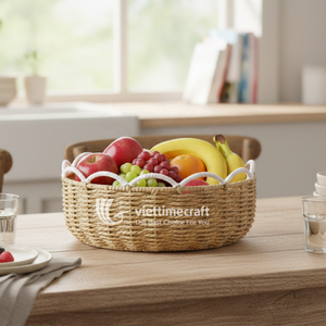 Cesta de Almacenamiento y Tazón Redondo de Cuerda de Papel Hechos a Mano con Borde Festoneado Blanco, Juego de Servir Vintage Ecológico para Mesa - Product Image 3