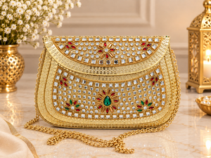 Pochette de soirée en mosaïque métallique multicolore faite à la main pour femme, vente en gros à bas prix, fabriquée en Inde pour les fêtes - Product Image 3
