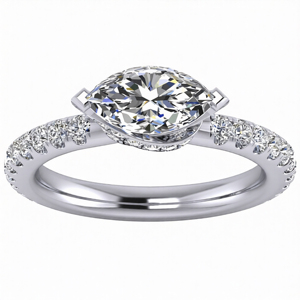Bague de fiançailles en diamant taille marquise pour femme, or blanc, style classique - Product Image 1
