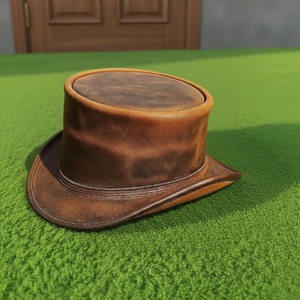 Sombrero de cuero marrón envejecido hecho a mano de primera calidad, estilo vaquero steampunk, muy vendido. - Product Image 3
