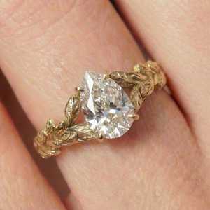 Art Deco Moissanite 2CT Pear Cut Diamond Promise <b>Ring</b> original 925 <b>Silver</b> Romantic Party Gift for Lovers Charms - Product Image 6