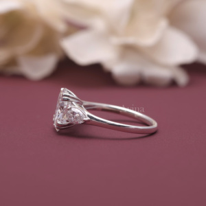 IGI Certified Lab Grown Oval <b>Diamond</b> Three Stone Engagement <b>Ring</b> 14K White /Rose And Yellow Gold Oval Cut <b>Diamond</b> <b>Ring</b> for Women - Product Image 5