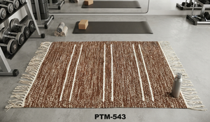 Alfombra kilim de yute hecha a mano, rectangular, de tejido plano, con rayas, de fibra natural, decoración para sala de estar, alfombra de algodón para el hogar PTM-543 - Product Image 3