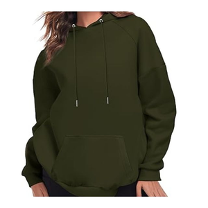 Sudadera con Capucha para Mujer, Color Sólido, Tejido de Algodón, Estilo Casual, Manga Larga, Transpirable, para Otoño - Product Image 4
