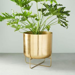 Pot de fleurs en métal texturé, élégant, pour intérieur, extérieur, jardin, balcon, décoratif, résistant à la rouille, support pour plantes. - Product Image 6