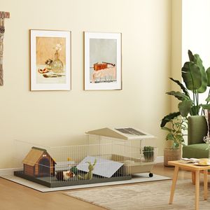 Recinto per Piccoli Animali con Tappetino Impermeabile Rimovibile, Mangiatoia, Bottiglia d'Acqua e Ciotola per Cibo per Porcellini d'India - Product Image 1