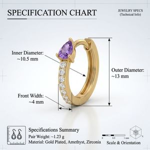 Hypoallergenic Teardrop Huggie <b>Earrings</b> with 18K Gold Plated Luxury Colored CZ for Women Sensitive Ears - Product Image 5