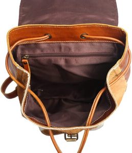 <b>Fashion</b> Genuine Leather Hair on Backpack with Zipper Closure Letter Pattern-Multi-Function Travel School <b>Rucksack</b> HNBP-0083 - Product Image 4
