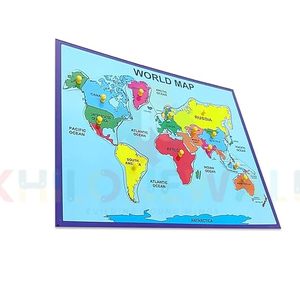 Puzzle de carte du monde en bois pour enfants Khilonewale avec poignées |   Jouets éducatifs pour garçons et filles |   Taille 30x38CM (Carte du monde) - Product Image 6