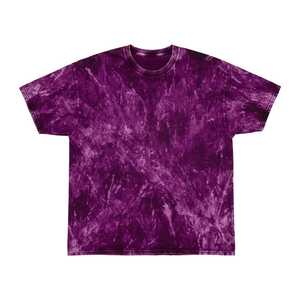 T-shirt vert tie-dye à manches courtes et col rond pour homme, style décontracté en coton tricoté, coupe classique, motif uni - Product Image 3