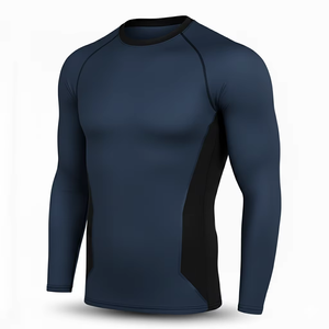 เสื้อรัดกล้าม MMA Rush Guard แบบเรียบ ขายส่ง สั่งพิมพ์ลายดิจิตอลได้ ผ้ายืดสแปนเด็กซ์/โพลีเอสเตอร์ แห้งเร็ว สำหรับ JIU JITSU Grappling BJJ - Product Image 1