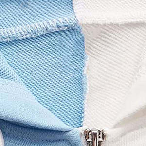 Sudadera con capucha para mujer, con bloques de color, cremallera frontal asimétrica, corta, informal, azul y blanca, de punto, manga larga - Product Image 3