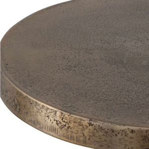 Traditional Brass <b>Round</b> <b>Side</b> <b>Table</b> with Decorative Column Base Gingko Leaf Drink <b>Table</b> - Product Image 4