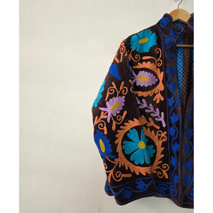 Chaqueta de Mujer de Algodón de Terciopelo Tejido con Estampado Floral, Manga Larga, Frente Abierto, Estilo Otoñal, Largo Regular, Estilo Prairie Chic - Product Image 4
