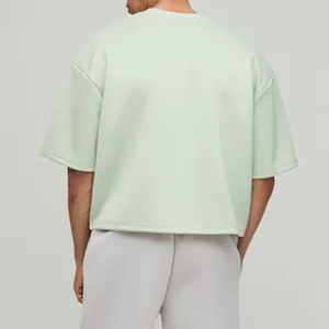 T-shirts amples vert menthe pour hommes, coupe décontractée, épaules tombantes, tissu épais, vente en gros pour le marché européen, Naimat Abbas Industries - Product Image 1