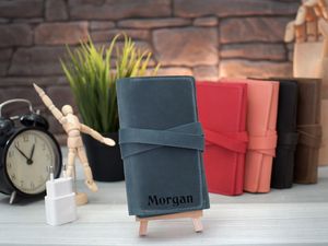 Chic Leather Cable Organizer Fashion Desk Cord Management Travel <b>Tech</b> Wrap Earphone Wire Keeper Corporate Merch LCO-0047 - Product Image 3