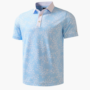 Polo à manches courtes pour homme, imprimé popsicle rouge, blanc et bleu, bleu clair, décontracté, respirant, en polyester tissé - Product Image 3