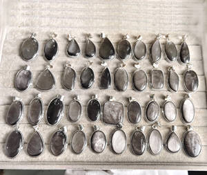 Pendentif en cristal de pierres précieuses naturelles en obsidienne noire de qualité supérieure pour bijoux de mode cadeau en gros - Product Image 6