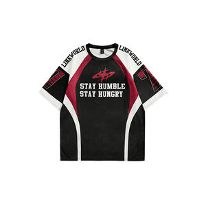 T-shirt court personnalisé pour homme, coupe ample, 100 % coton épais, épaules tombantes, style hip-hop, grande taille, jersey - Product Image 2