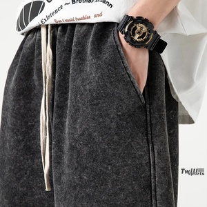 Nouveaux shorts d'été déchirés pour hommes 2026 en toile et élasthanne/polyester, avec cordon de serrage, coupe ample, taille mi-haute, respirants et écologiques - Product Image 3