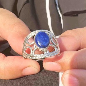 Handmade Natural Lapis Lazuli 925 Sterling Silver <b>Ring</b> Statement Gemstone Jewelry Gift For Women Elegant - Product Image 2